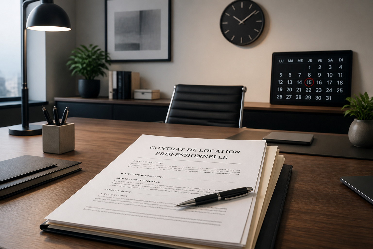 Contrat professionnel sur bureau moderne