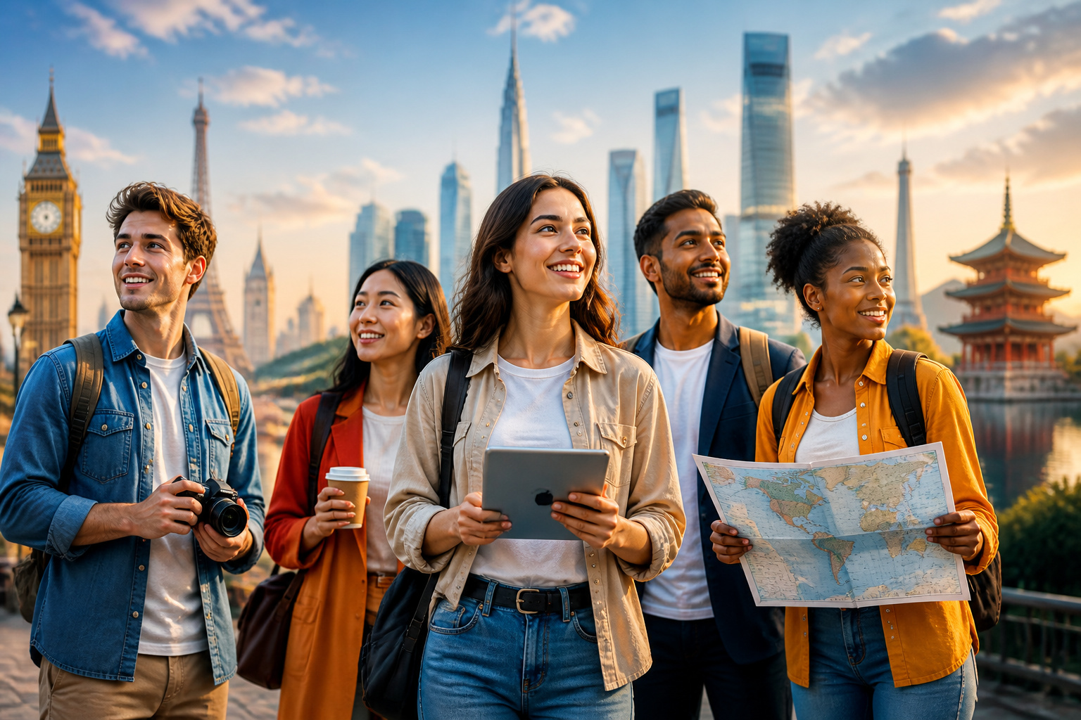 Jeunes professionnels explorant le monde