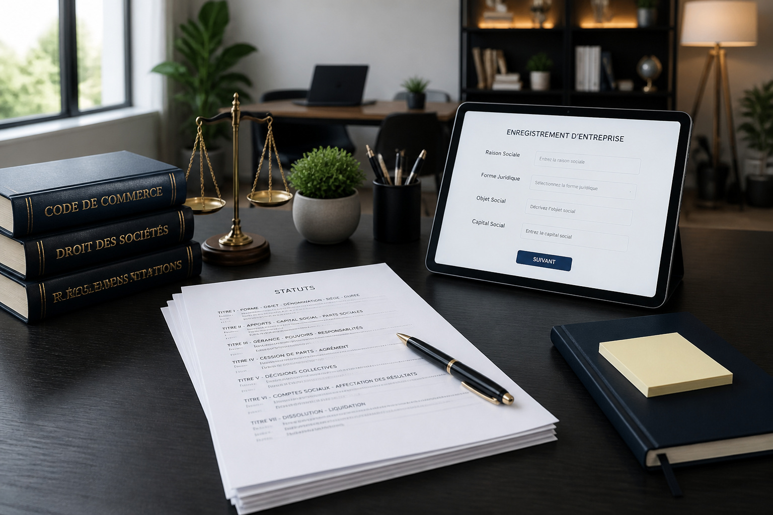 Bureau davocat documents et tablette