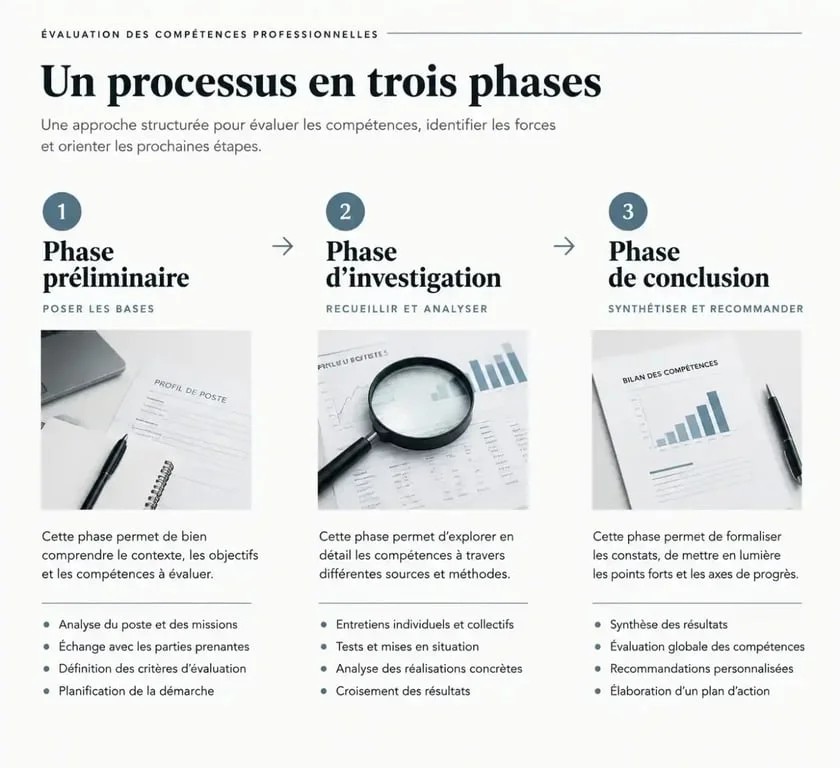 Schéma des 3 phases du bilan de compétences CPF