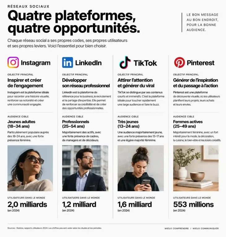 Infographie comparative des plateformes de social media pour une stratégie efficace